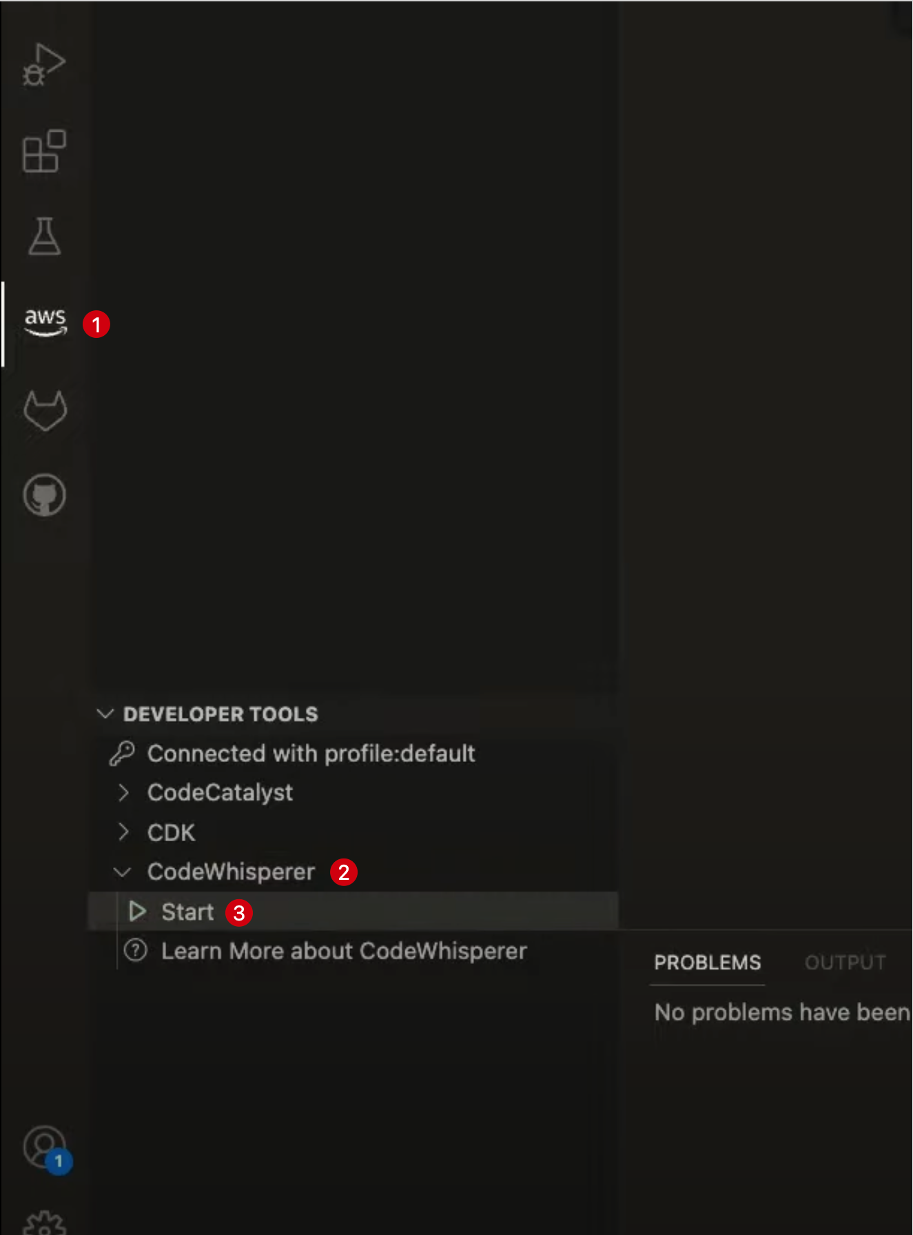 AWS CodeWhisperer setup screenshot