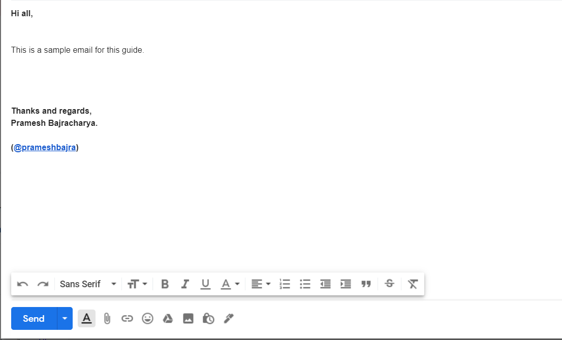 Example of default email template