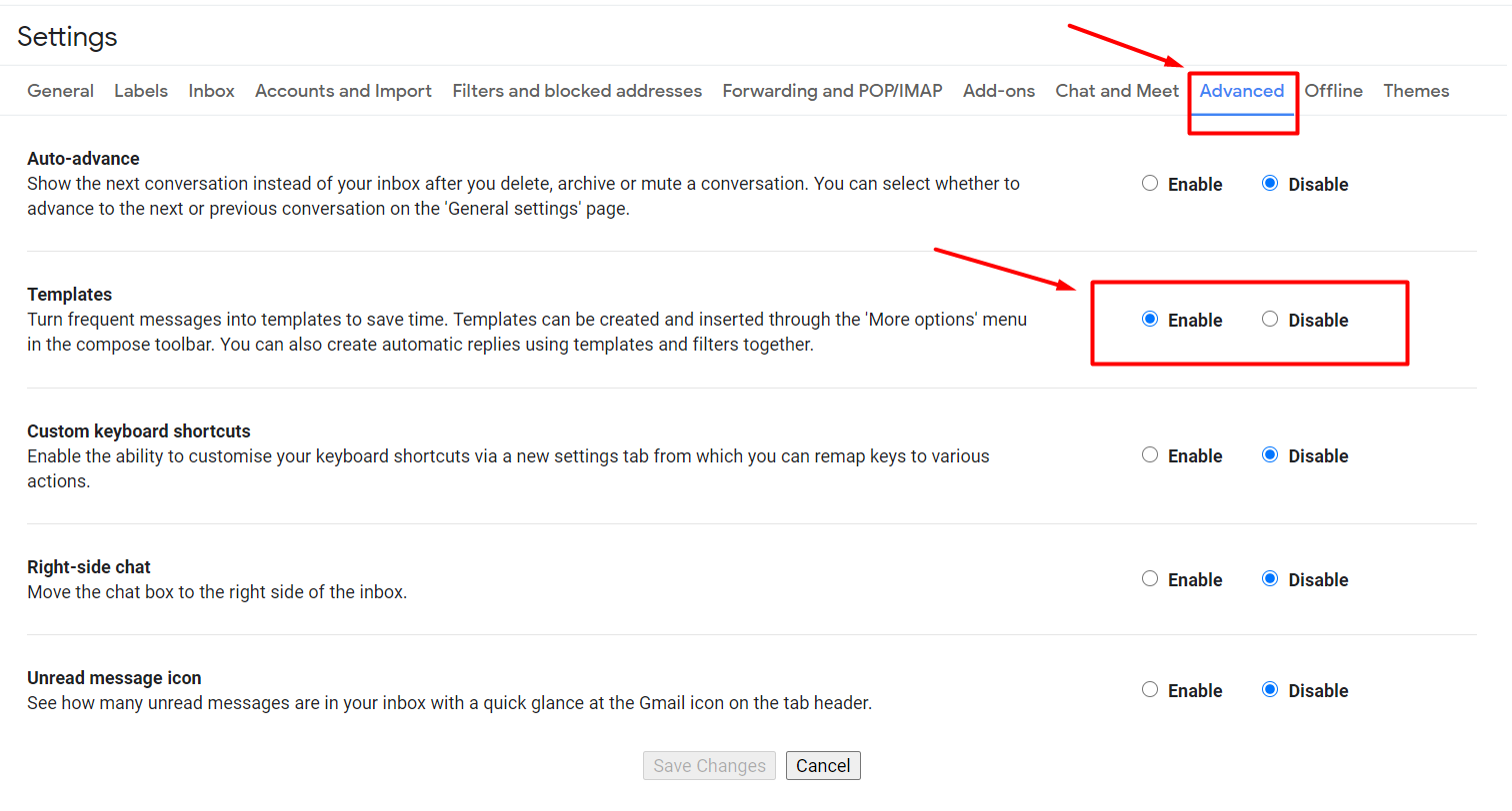 Import theme dialog in Gmail