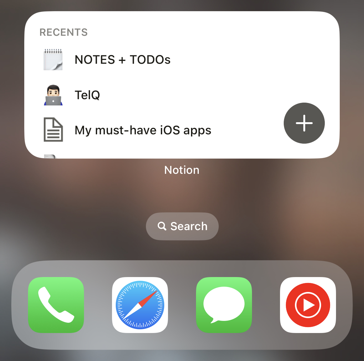 Notion workspace dashboard
