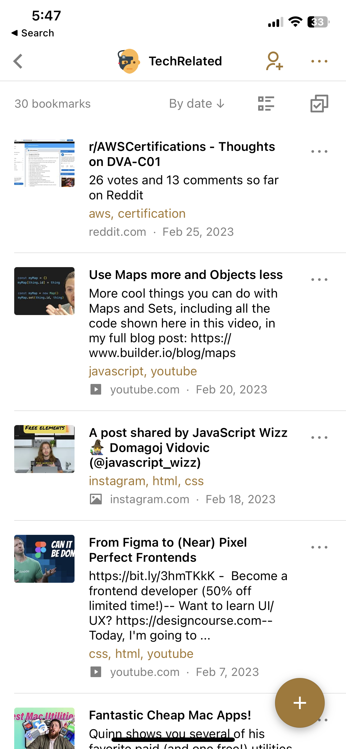 Raindrop.io bookmarks collection